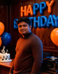 Before and after AI birthday video transformation