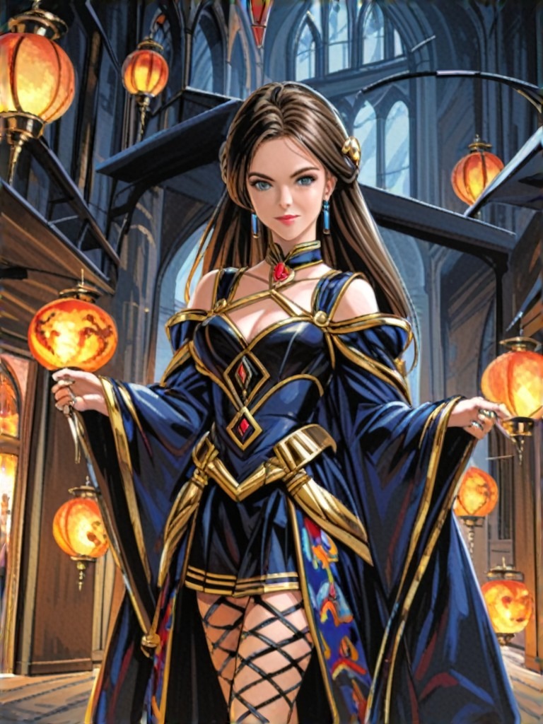 AI magical generator cyberpunk witch
