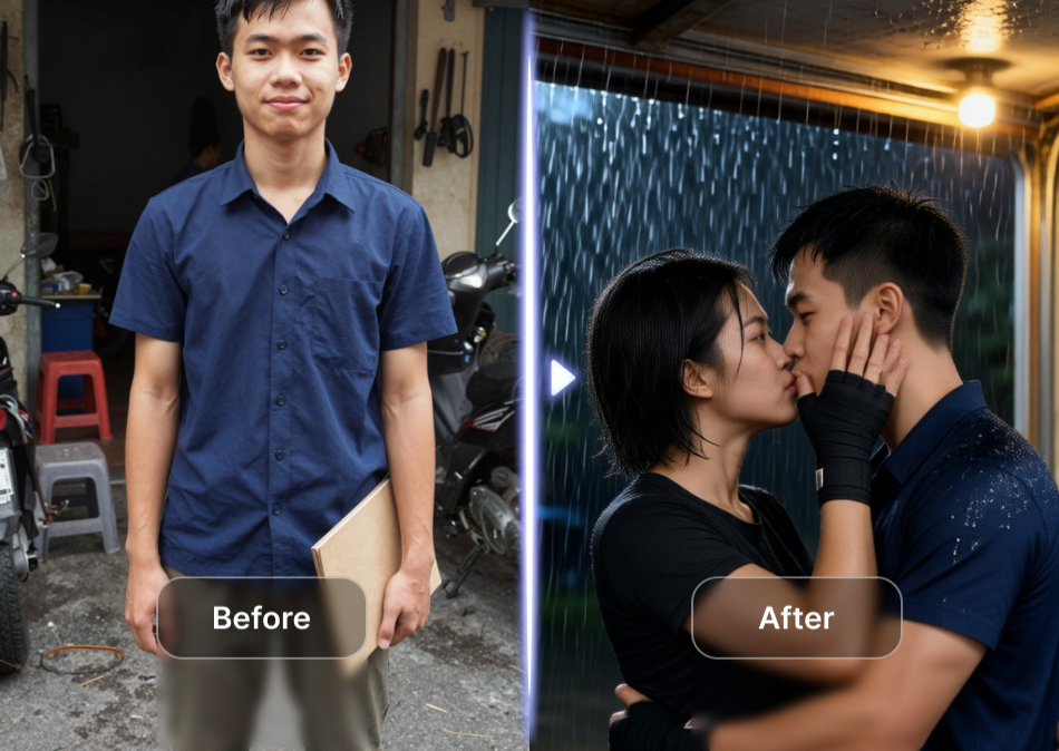 One click AI video generation process