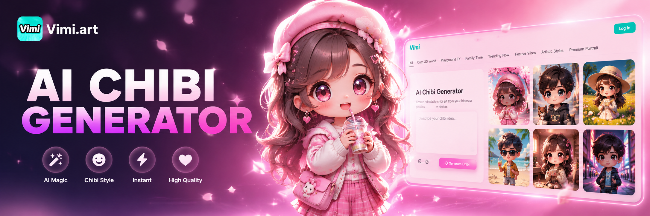 Vimi AI Chibi generator turn a selfie to a chibi girl 