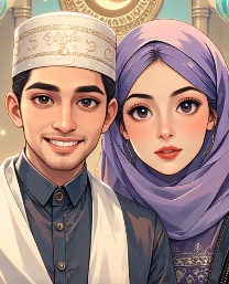 Anime Muslim character in athletic modest wear