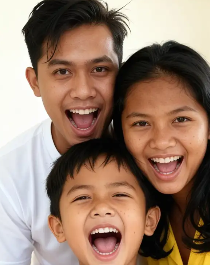 Portrait with subtle AI laughing effect