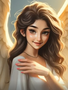 Cyber angel with holographic wings