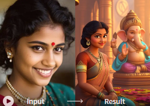 AI generated close up of Ganpati with detailed features