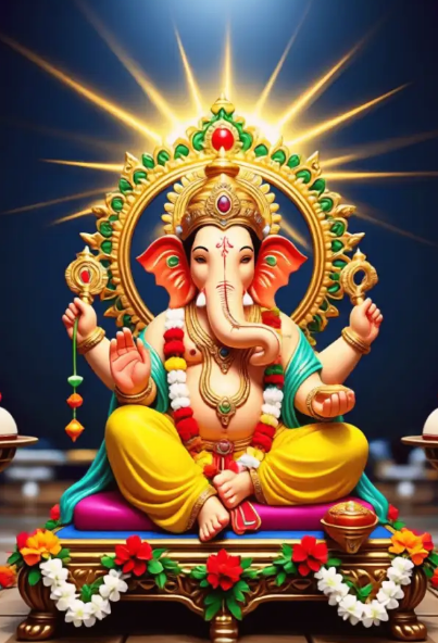 सुनहरे मंदिर में परिवार के साथ एआई गणेश फोटो