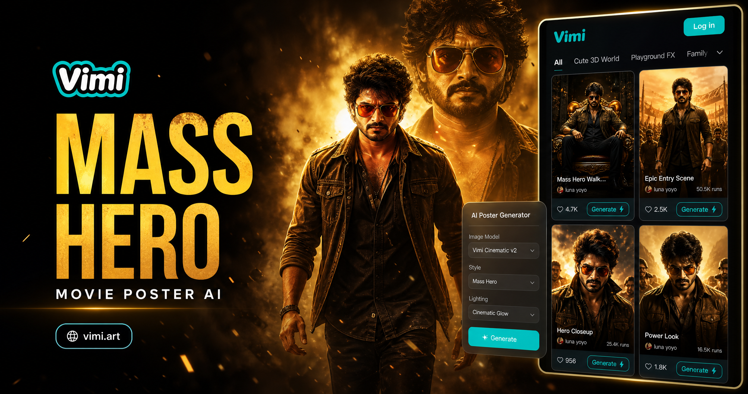 Mass Hero Movie Poster AI
