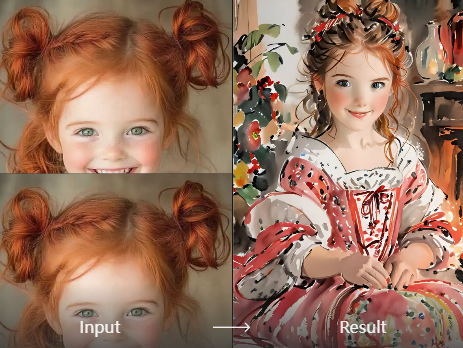 AI watercolor portrait effect transformation example 4