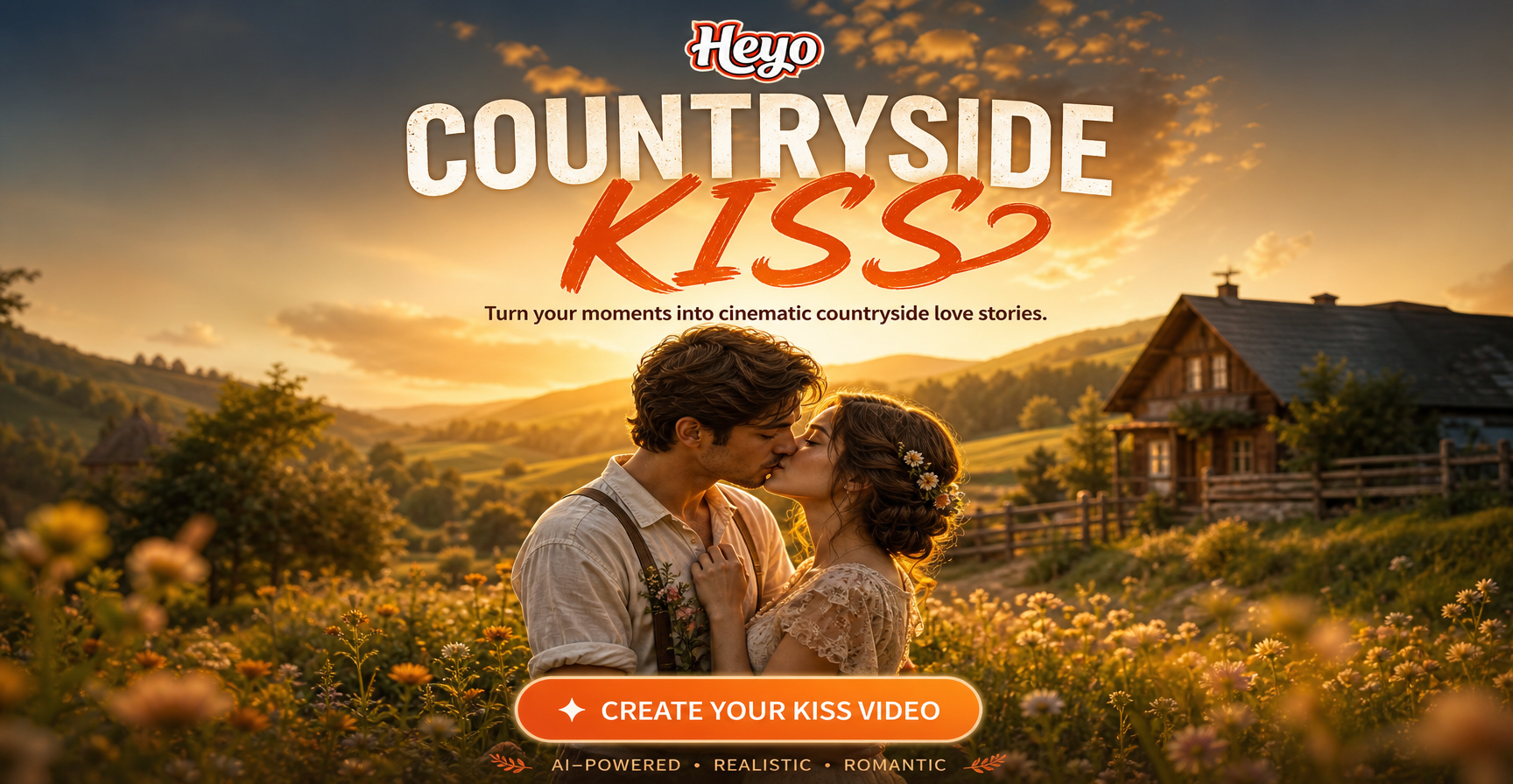 AI generated countryside kiss video example