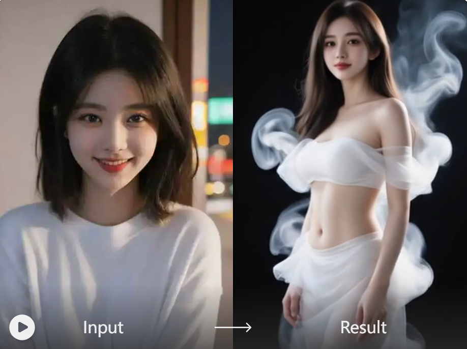 AI generated smoke curling around a portrait realistically