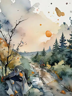 Pet portrait transformed into playful watercolor art