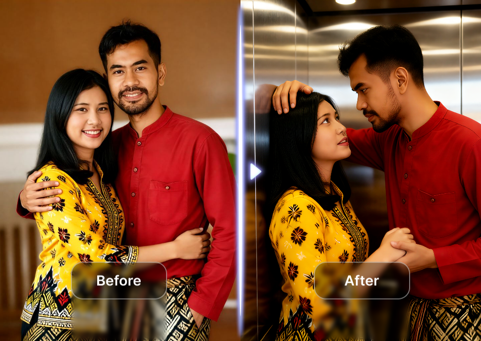 Professional luxury elevator kiss video creation
