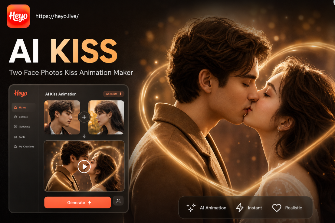 AI kiss animation from two face photos