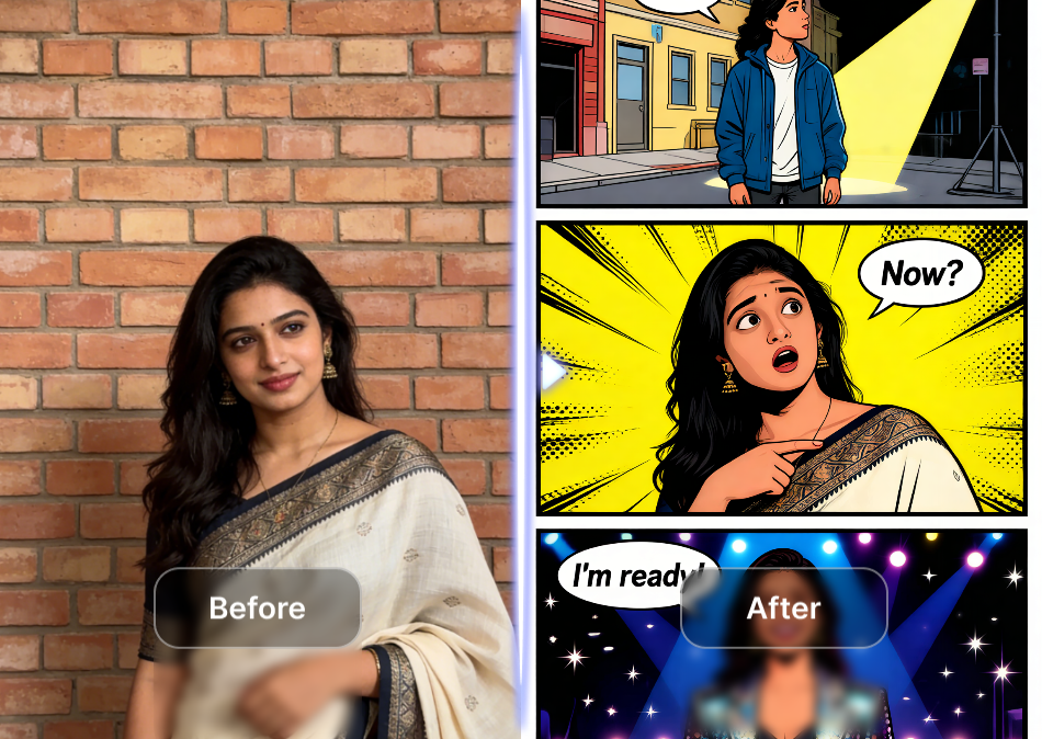 AI generated multi panel comic page