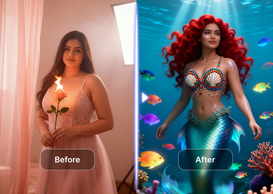 Escamas y aletas de sirena generadas por IA
