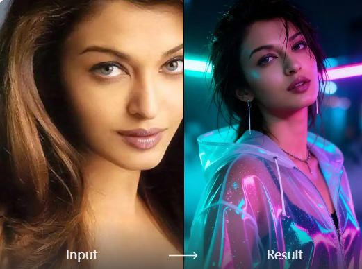 Vergleich von KI vs. einfachem Filter für Neon-Effekt