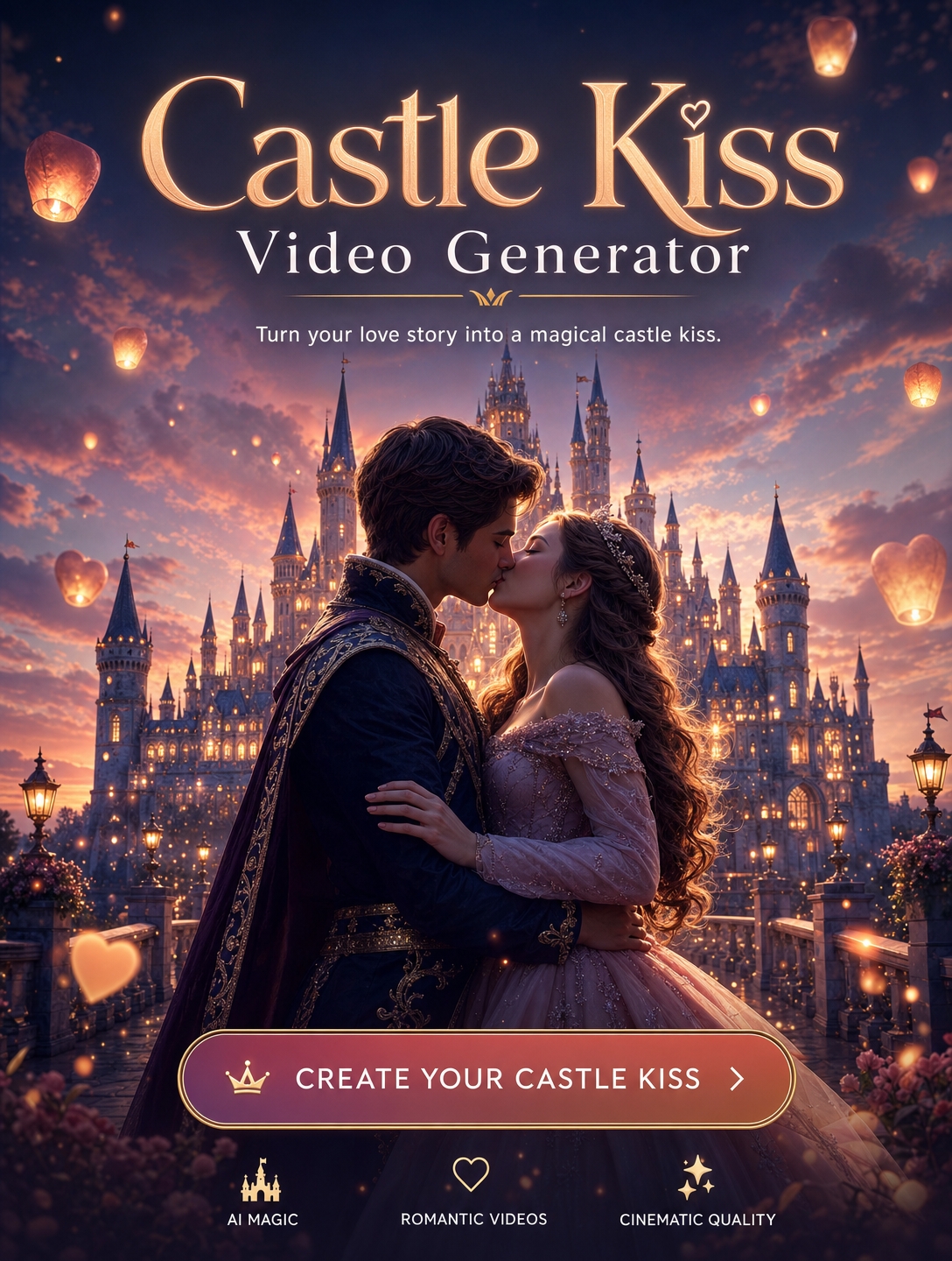 Choose castle backdrop for kiss video