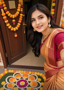 Group photo with festive Onam background