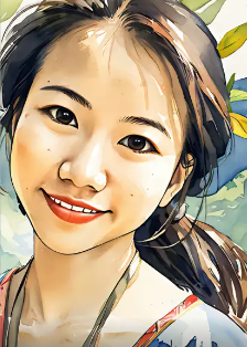 AI generated watercolor portrait with intelligent color palette