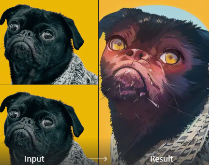 AI generating a pet portrait from a photo