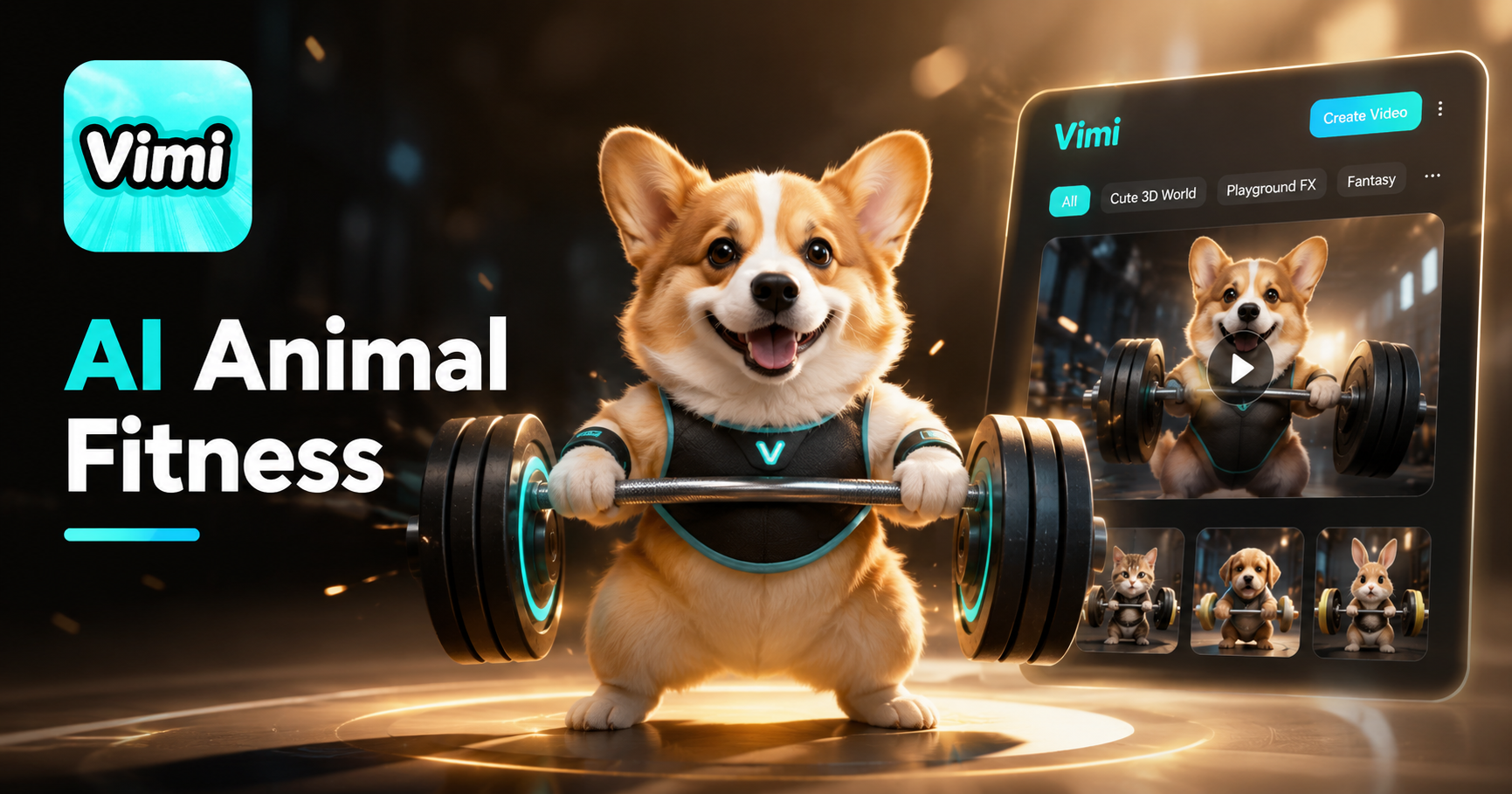 AI Animal Weight lifting Video Generator