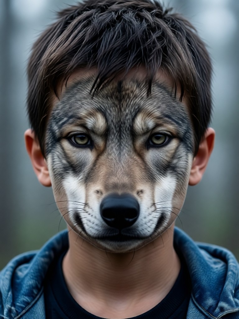 Husky dog AI generated as a stoic, winter themed warrior