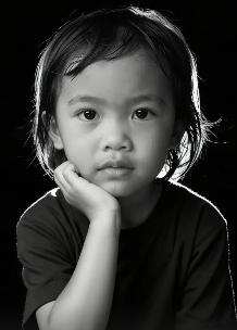 AI black and white portrait with textured background