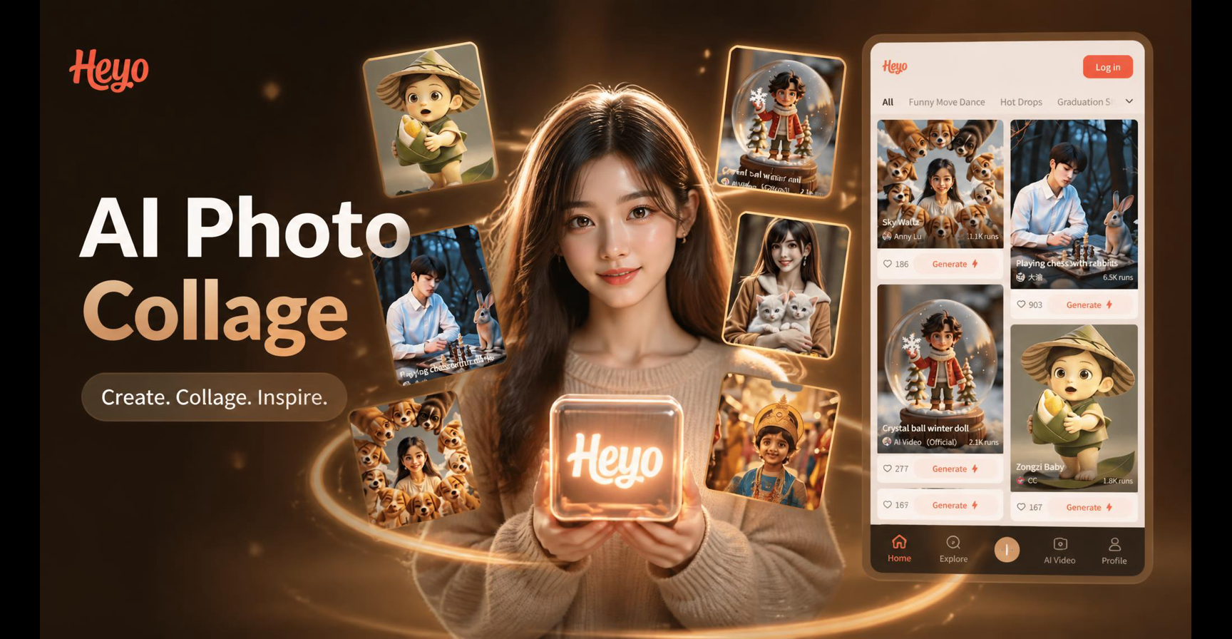 AI Photo Collage Maker example showing multiple photos blended into one artistic layout