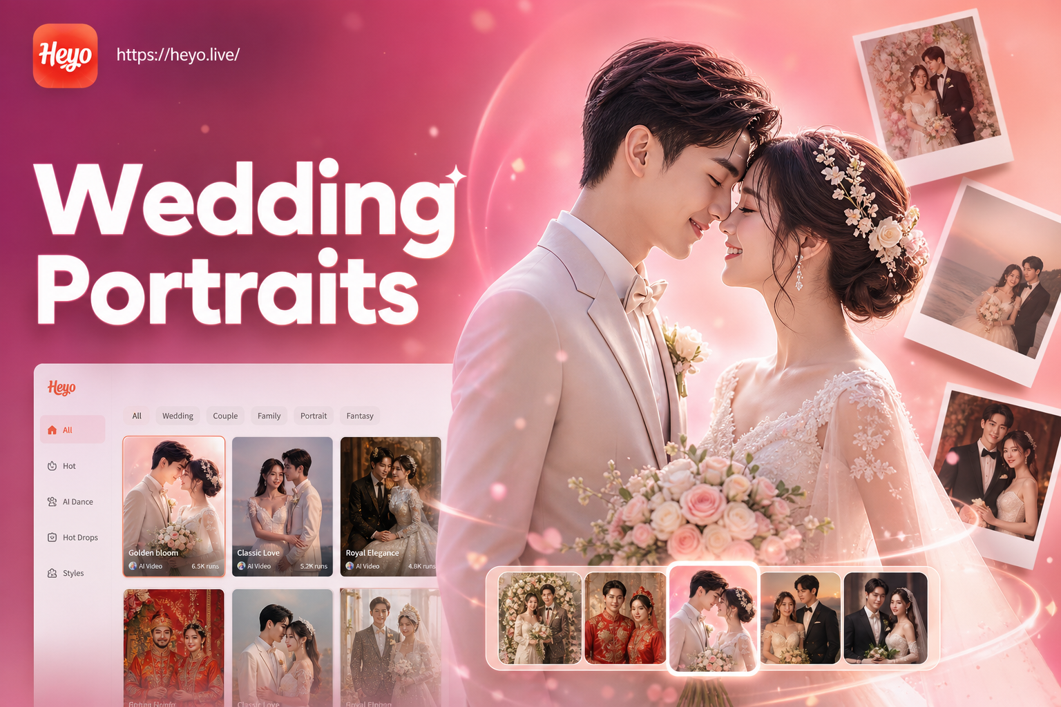 Wedding portrait collage maker tool showing before and after results