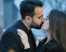 AI love story kiss video animation example