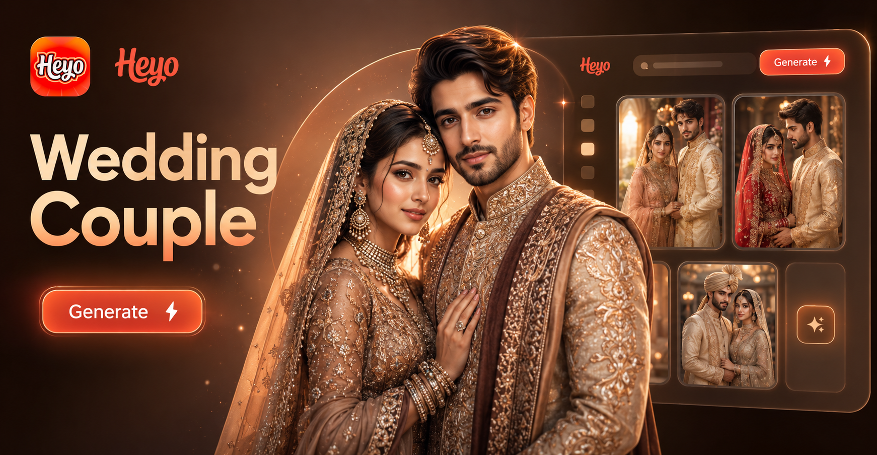AI generated traditional wedding attire couple portrait