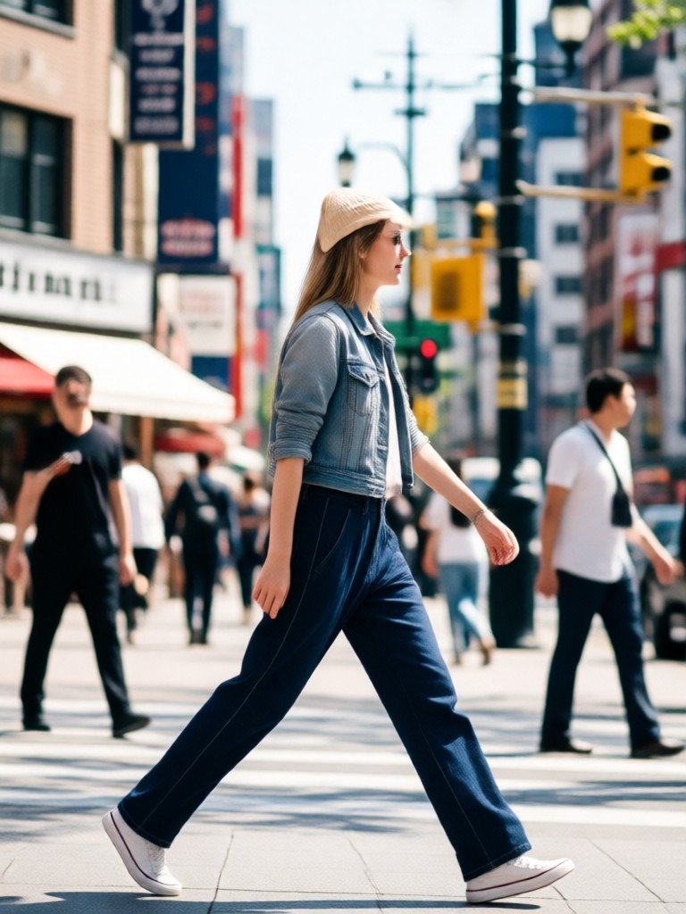 Mobile app interface showing AI walking video generation