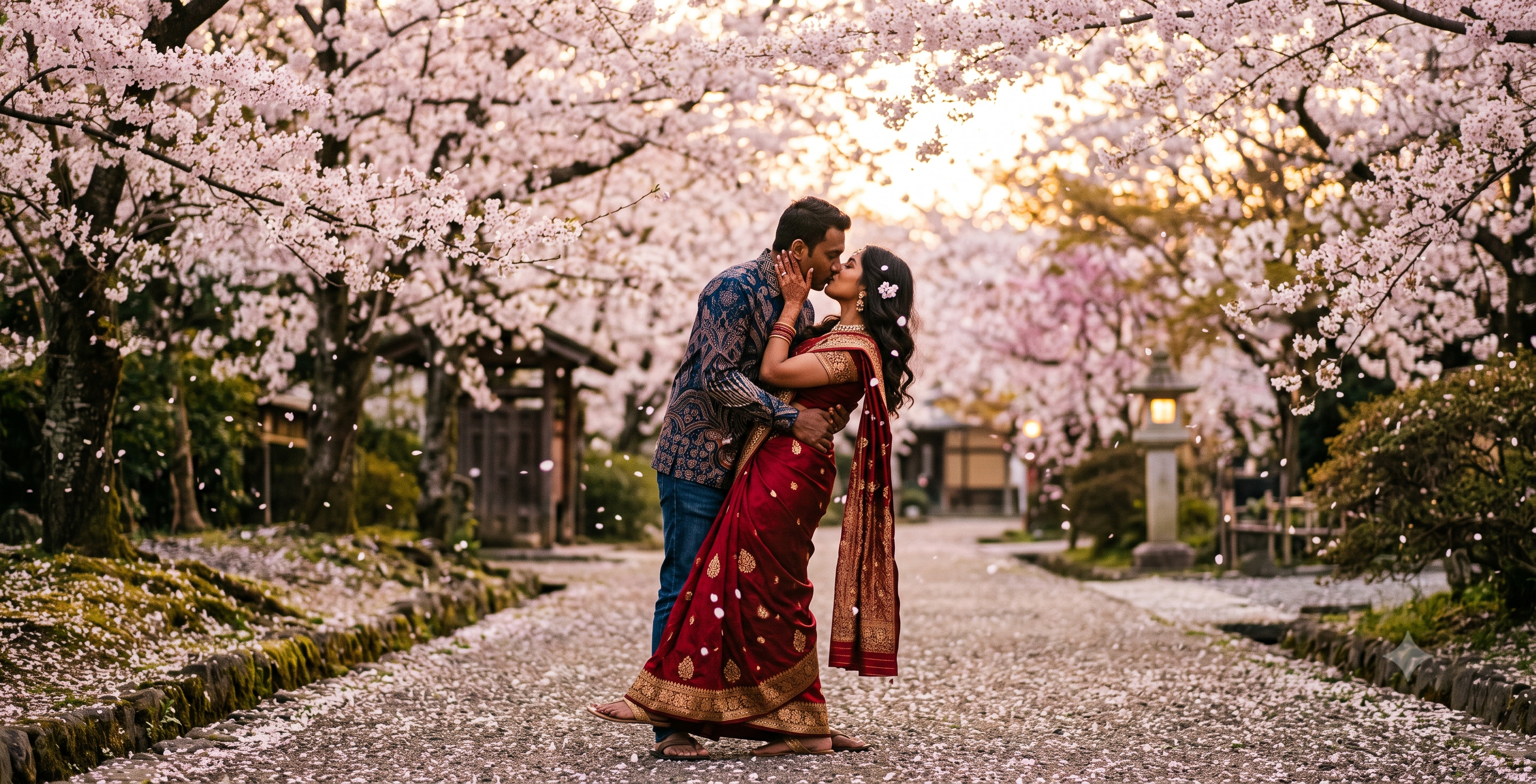 Photo to cherry blossom kiss video process