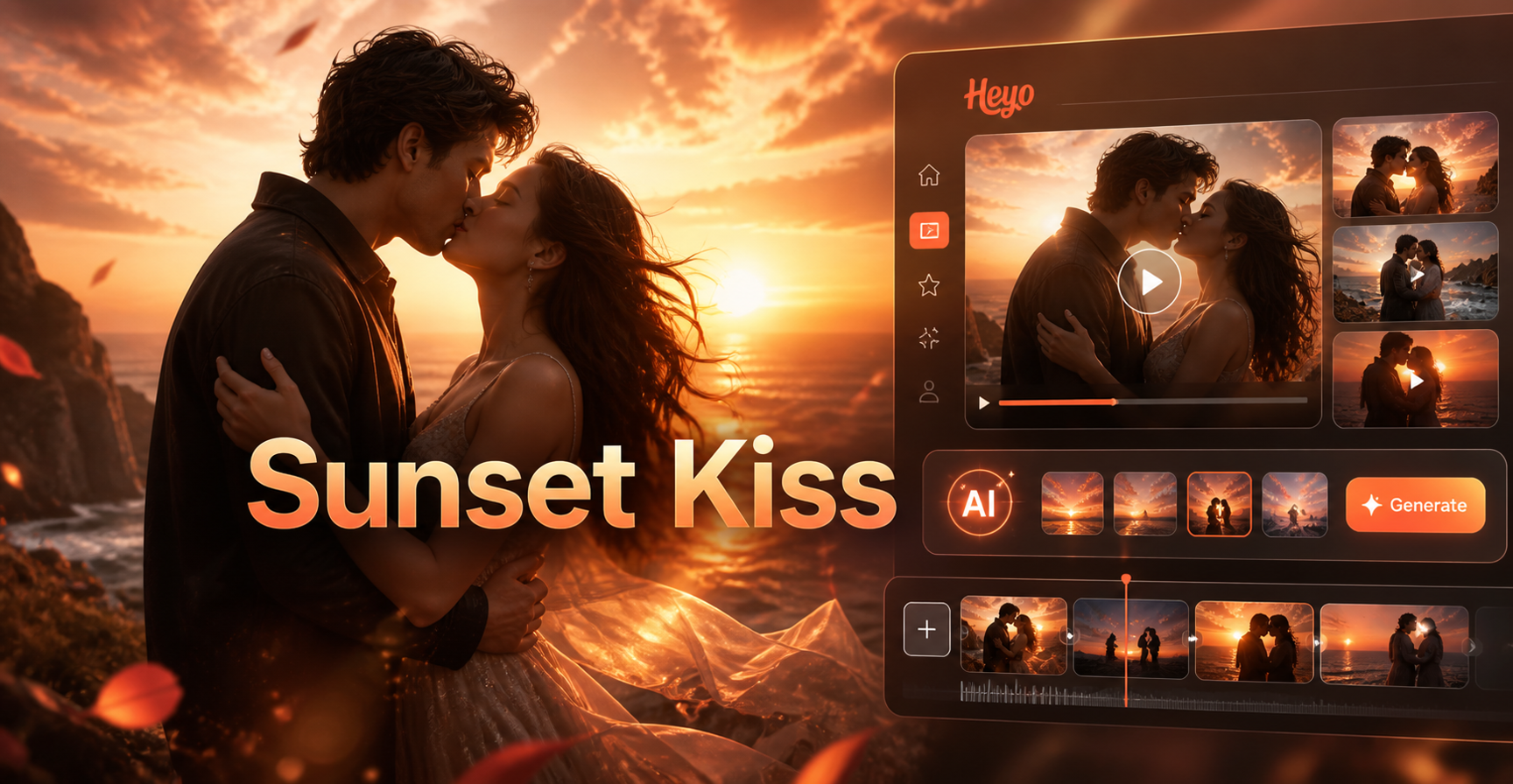Sunset kiss video animation example