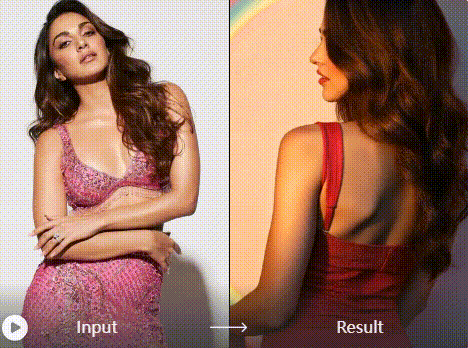 Comparison between static photo and AI orbit video effect