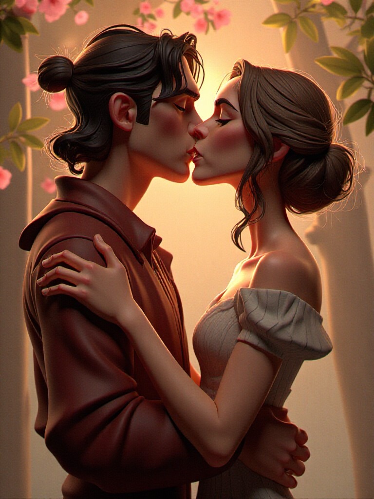 Animação de beijo com efeitos especiais
