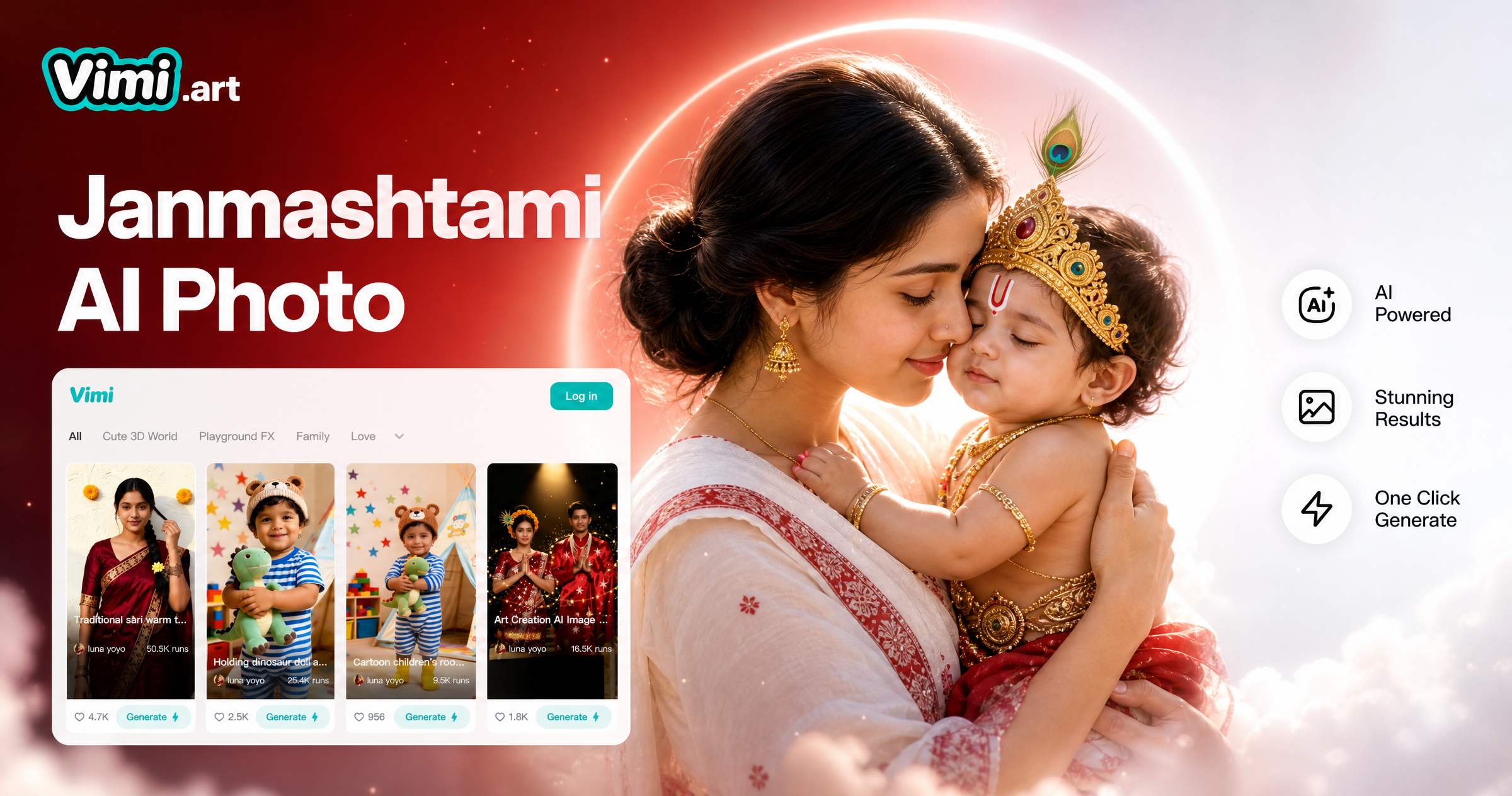 Foto AI de Madre y Bebé para Janmashtami