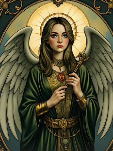 Anime style angel with colorful hair
