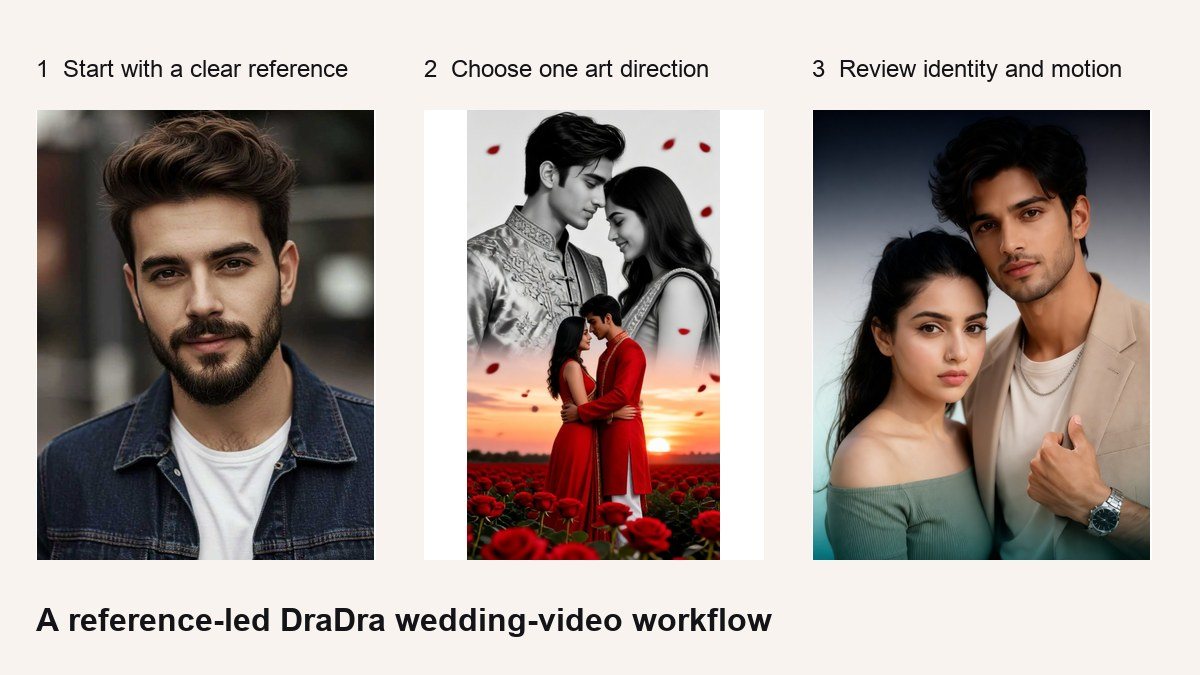 Visual do fluxo de trabalho de vídeo de casamento DraDra