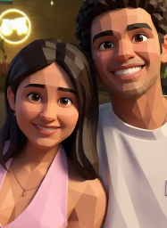 AI Pixar filter result for a couple portrait