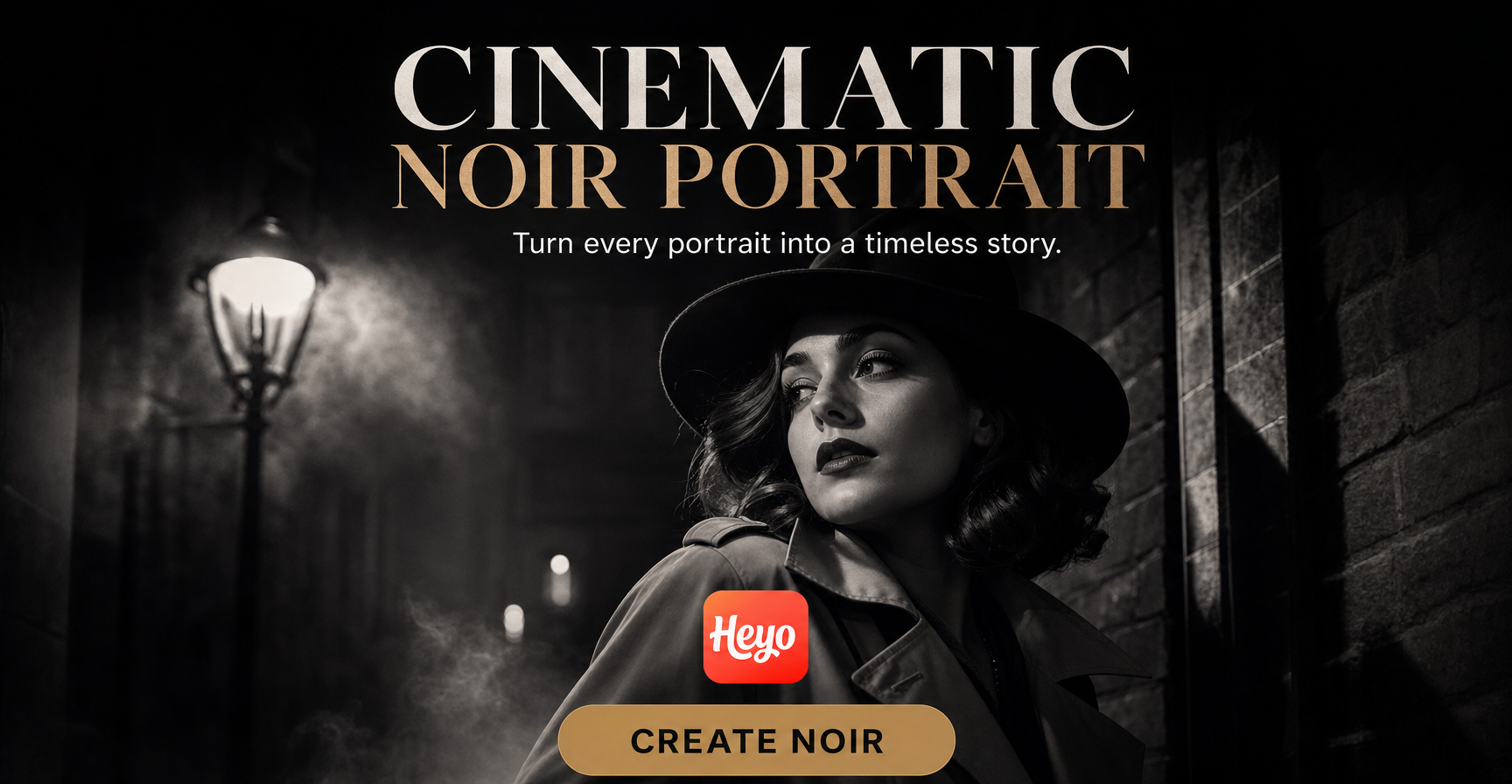 Cinematic Noir Portrait AI transformation example
