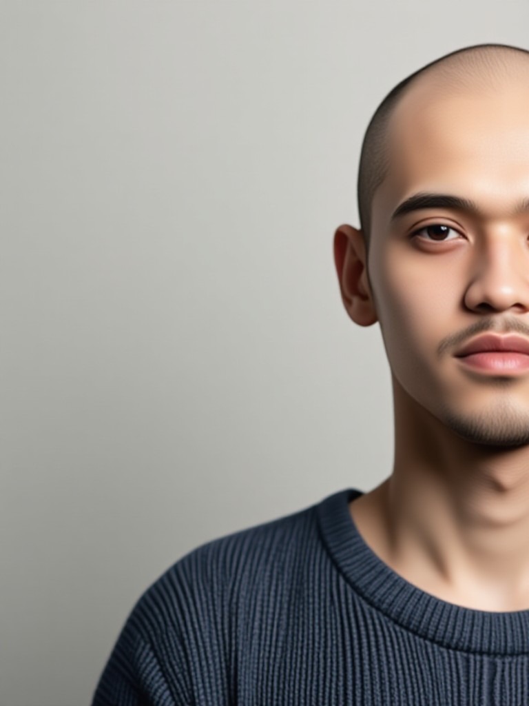 AI로 만든 삭발 스타일의 젊은 사람