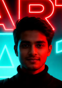 Emotional red and black AI portrait expression
