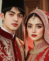 Traditional majlis setting couple