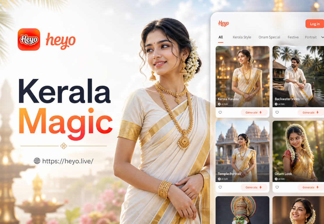 AI Kerala traditional dress photo transformation example