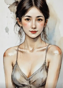 Ethereal watercolor portrait with floral accents