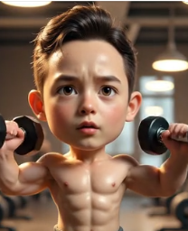 Funny cat doing bicep curls with dumbbells AI video