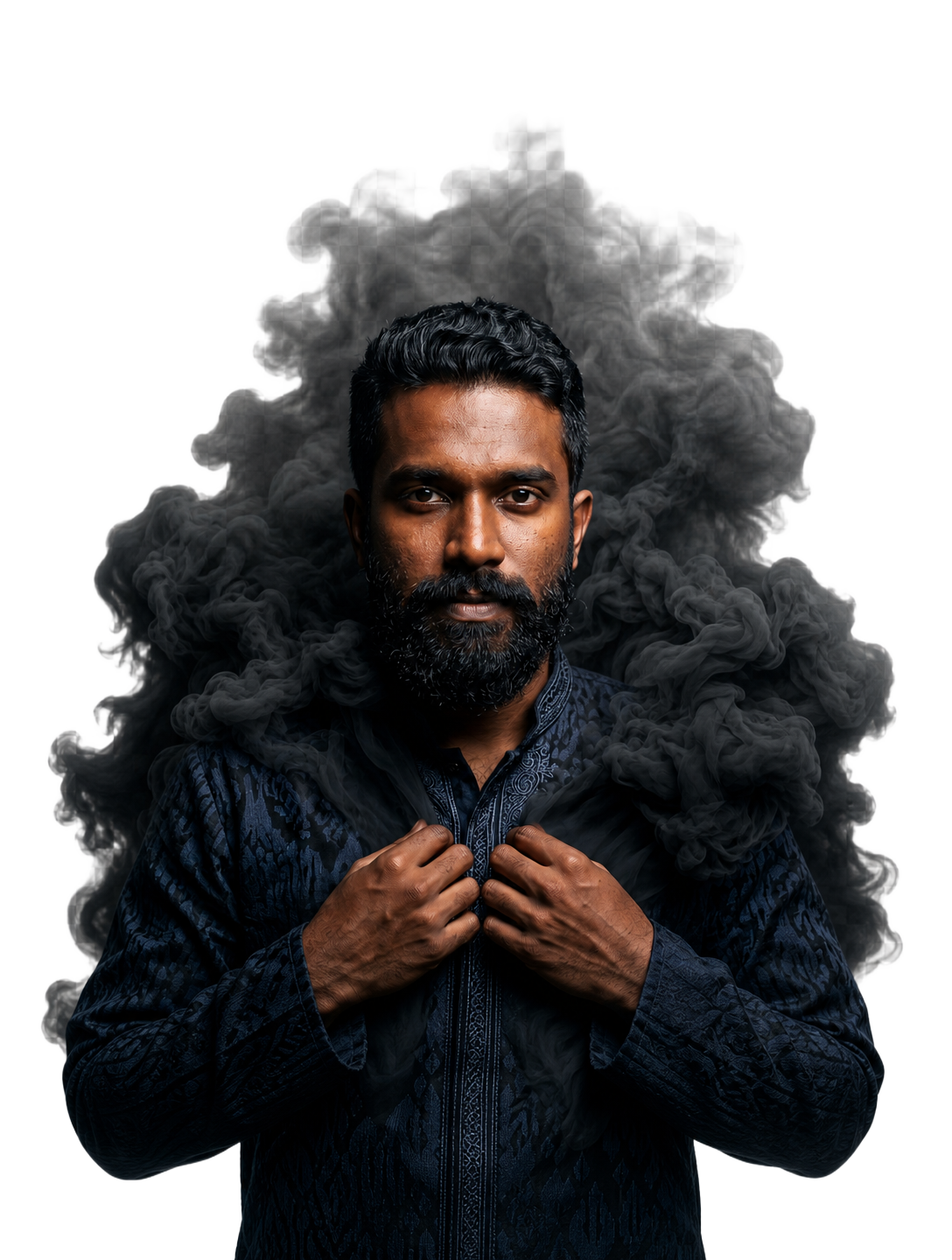 Fantasy character enveloped in ethereal smoke
