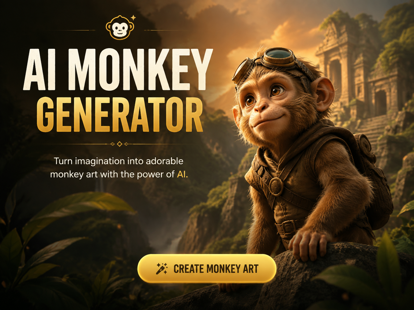 AI gangster monkey with sunglasses and gold chain