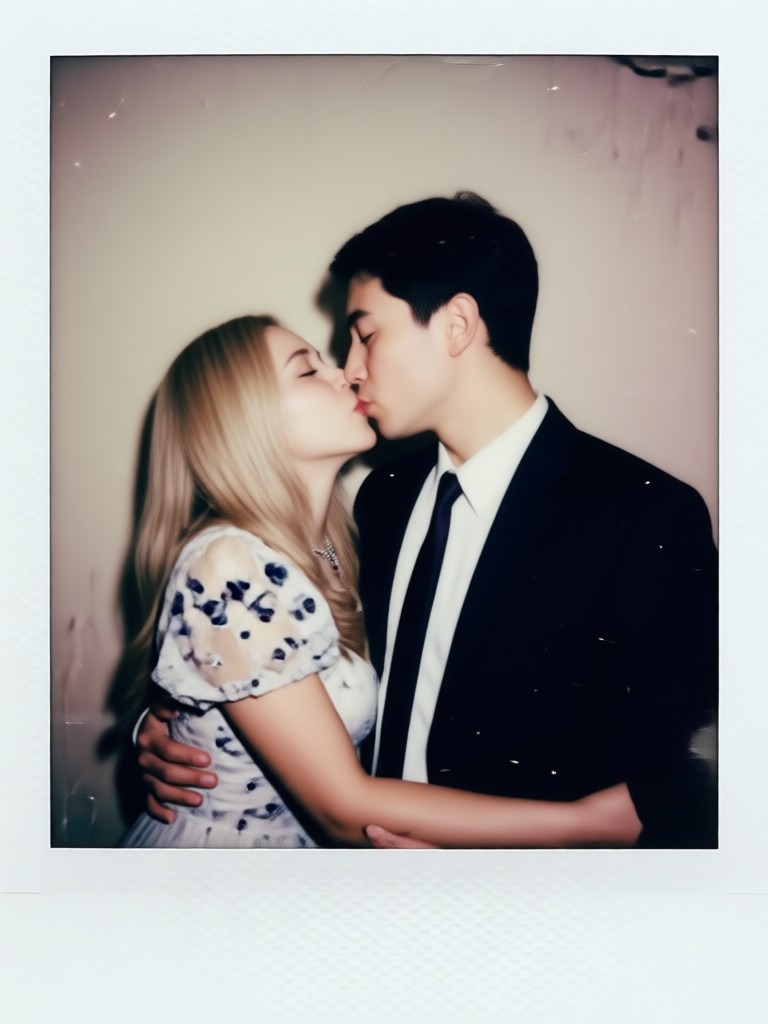 Retrato de casal no estilo Polaroid vintage