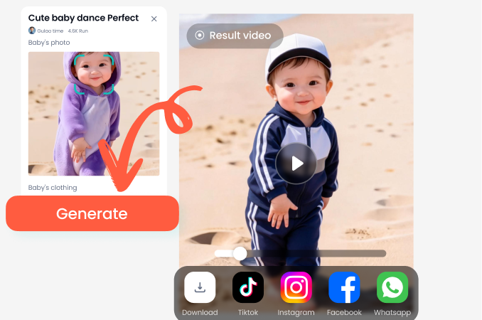 Generate and share AI laughing effect video